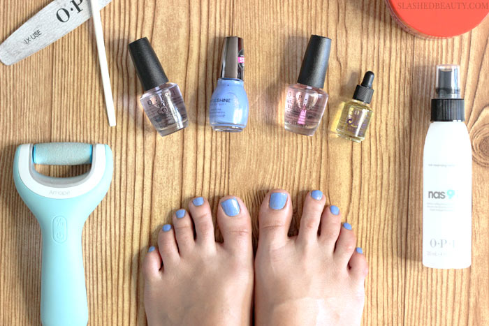 Go from rough feet to a date-ready pedi with this DIY pedicure tutorial that's easy and more affordable than the salon. | Slashed Beauty