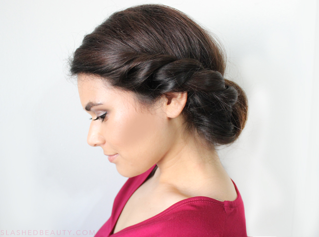 Date Night Hair: Twisted Low Roll Updo Tutorial | Slashed Beauty