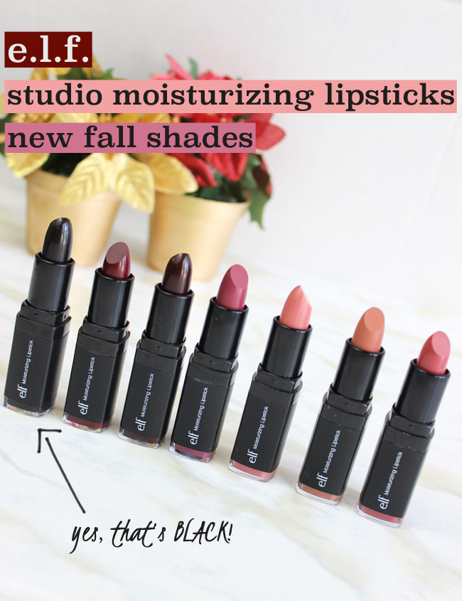 New e.l.f. Studio Moisturizing Lipsticks for Fall - Click through to see lip swatches of all the new shades! | Slashed Beauty