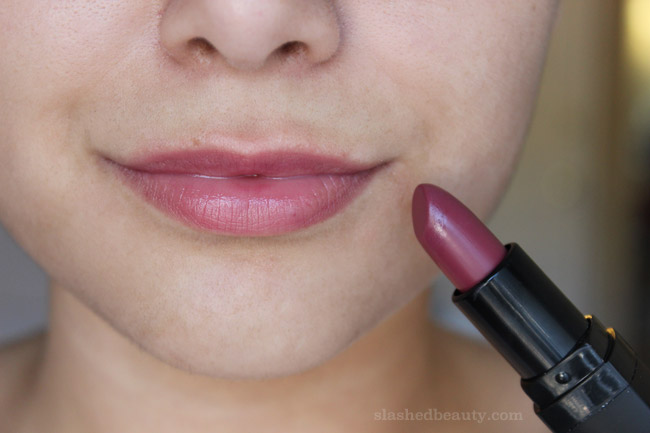 New e.l.f. Studio Moisturizing Lipsticks for Fall - Click through to see lip swatches of all the new shades! This one is called Berry Kiss | Slashed Beauty