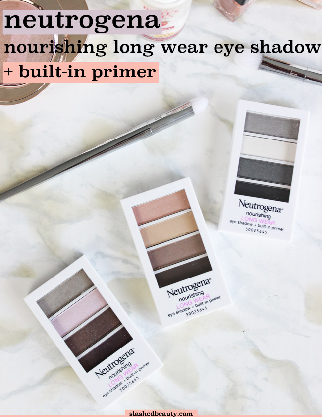 These drugstore eyeshadow palettes threw me for a loop with their high-end formula! Click through for swatches of the Neutrogena Nourishing Long Wear Eye Shadow + Built In Primer palettes in Smoky Steel, Classic Nude & Cool Plum | Slashed Beauty
