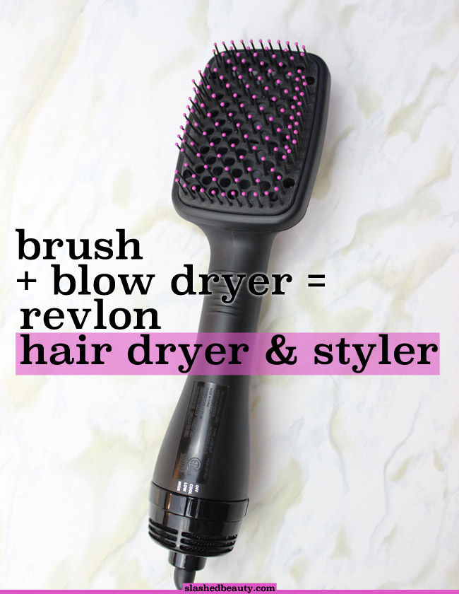 For those who hate blow-drying their hair: try the Revlon Hair Dryer and Styler which combines a paddle brush and blow dryer for fast styling! Click through for a full review and demo | Slashed Beauty