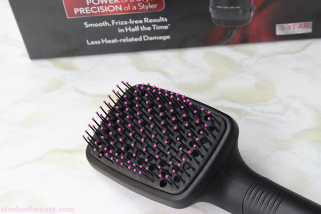 For those who hate blow-drying their hair: try the Revlon Hair Dryer and Styler which combines a paddle brush and blow dryer for fast styling! Click through for a full review and demo | Slashed Beauty