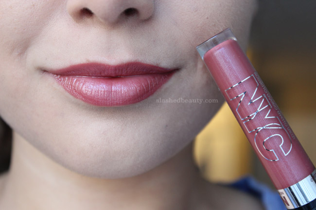 The NYC Expert Last Lip Lacquers are the newest lip gloss and lipstick fusion in the drugstore. Click through to see swatches of four gorgeous shades. This one is Madison Square Mauve | Slashed Beauty
