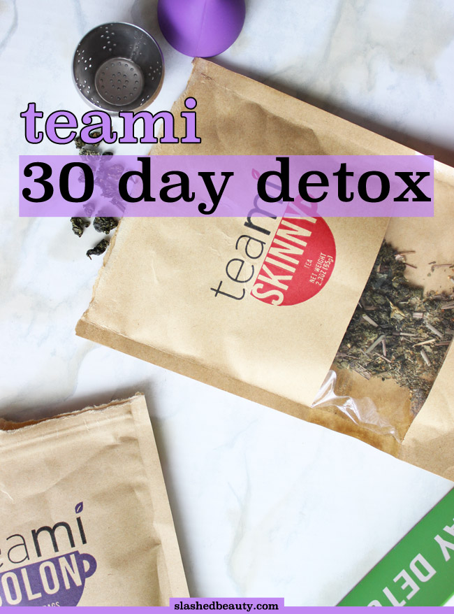 If you've ever been curious about doing a tea detox, check out my review of the Teami 30 Day Detox pack which helps boost energy while regulating your digestive system for less bloating! | Slashed Beauty