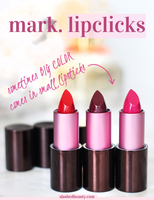 See why the mark. Lipclick lipsticks are must-haves for people who love matte lipsticks but hate dry lips-- also see swatches in the post!