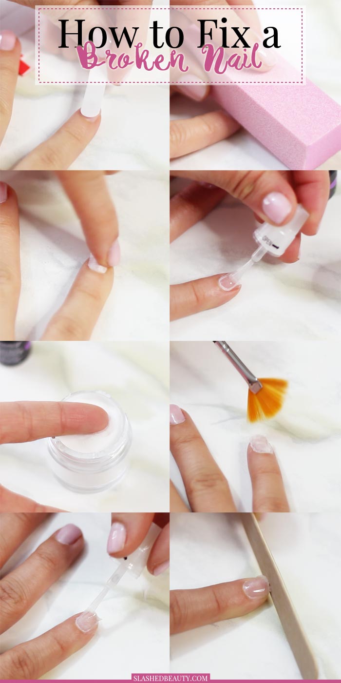 This is by far the easiest way to fix a broken nail without having to cut it or go to the salon! See the full tutorial. | Slashed Beauty