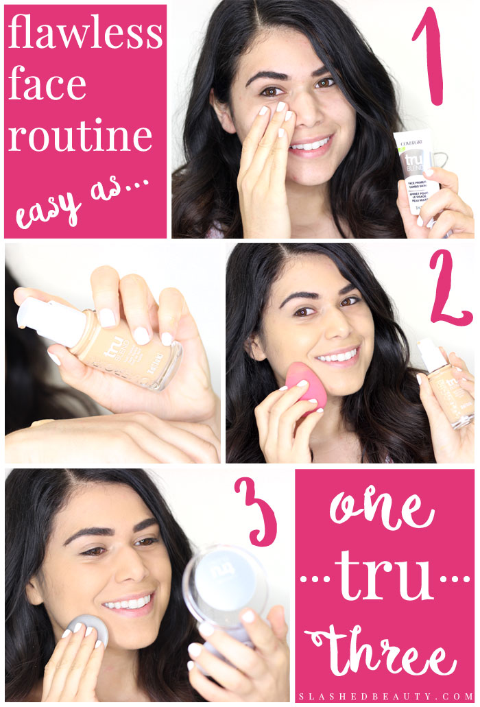 Get a flawless face with this easy three-step drugstore foundation routine. Plus, get 20% off all of the products! | Slashed Beauty