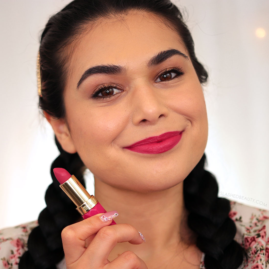 Miranda wearing Milani Color Fetish Matte Flora Lipstick in Blossom | 7 Perfect Spring Drugstore Lipsticks & Lip Glosses | Slashed Beauty