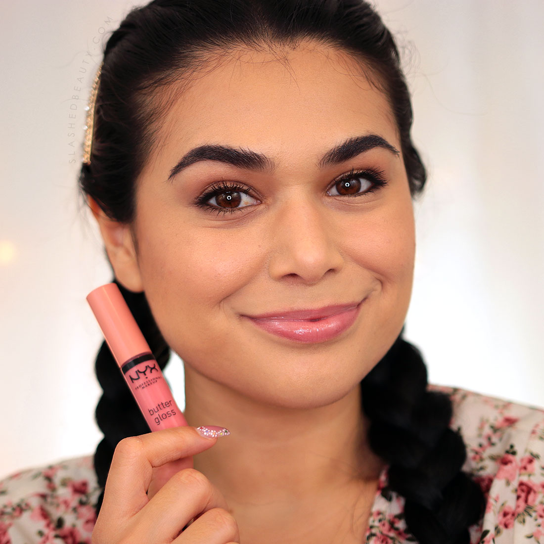 Miranda wearing NYX Butter Gloss in Creme Brulee | 7 Perfect Spring Drugstore Lipsticks & Lip Glosses | Slashed Beauty