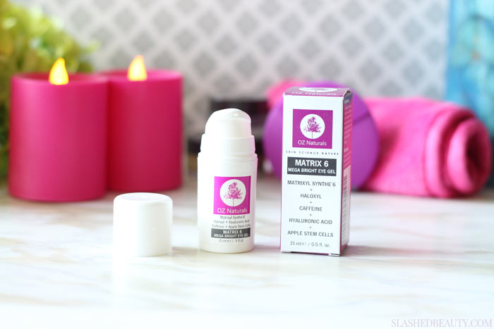 Stop using eye creams that only claim to do it all, and grab this one that actually DOES! Ingredients matter, check out what's inside the OZNaturals Matrix 5 Mega Bright Eye Gel | Slashed Beauty