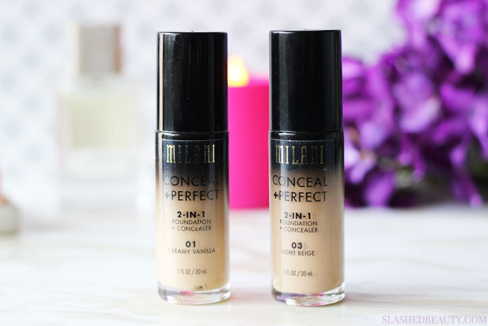 See if the Milani Conceal + Perfect 2-in-1 Foundation + Concealer is a home run drugstore foundation with before and after pictures. | Slashed Beauty