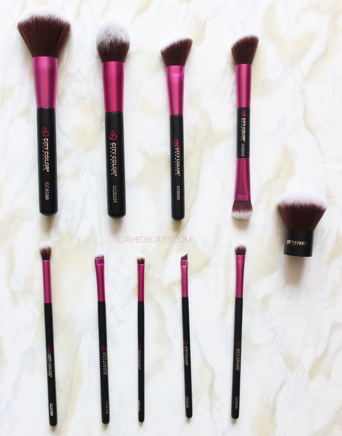 Take a look at the new affordable makeup brushes from City Color Cosmetics! They're cruelty free and won't break the bank. | Slashed Beauty