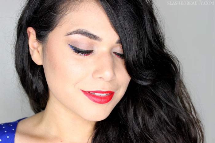 Take inspiration from this makeup for Fourth of July and add a little American spirit to your look with red, white and blue glitter. | Slashed Beauty