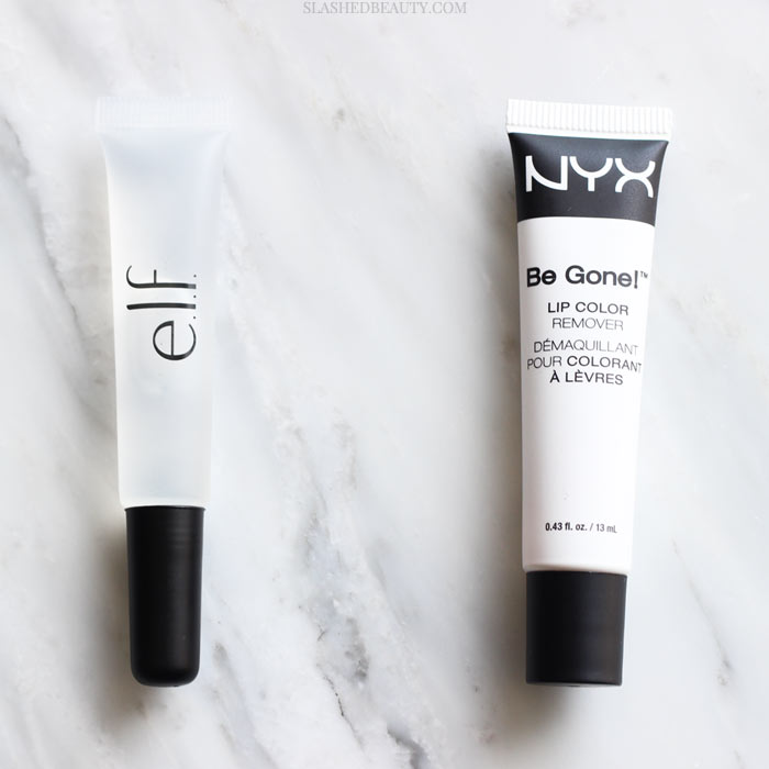 How do you remove liquid lipstick? See how the NYX and e.l.f. Lip Color Removers compare to each other to choose the right one. | Slashed Beauty