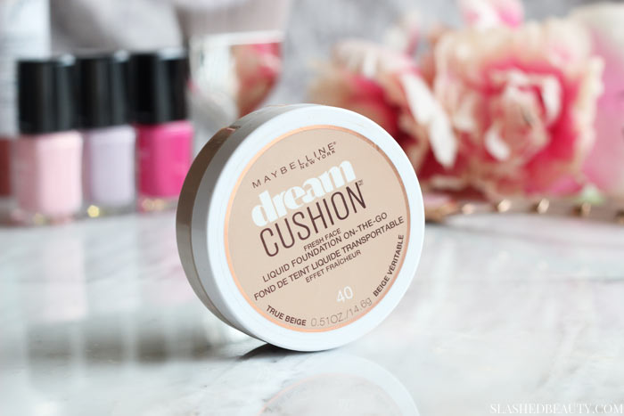 Find out what makes the Maybelline Dream Cushion Foundation the best one to hit drugstores, plus a before and after. | Slashed Beauty