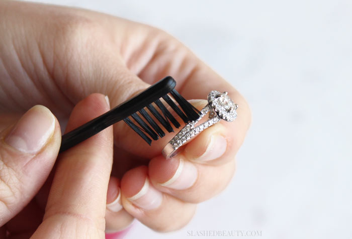 Learn all the best tips to keep your engagement ring safe and sparkling, and how to care for it! | Slashed Beauty