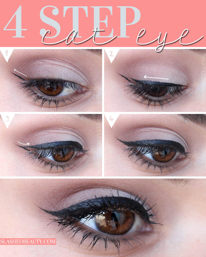 Creating a cat eye liner makeup look takes practice, but you can get it down in only 4 steps. See how to do it yourself! | Slashed Beauty