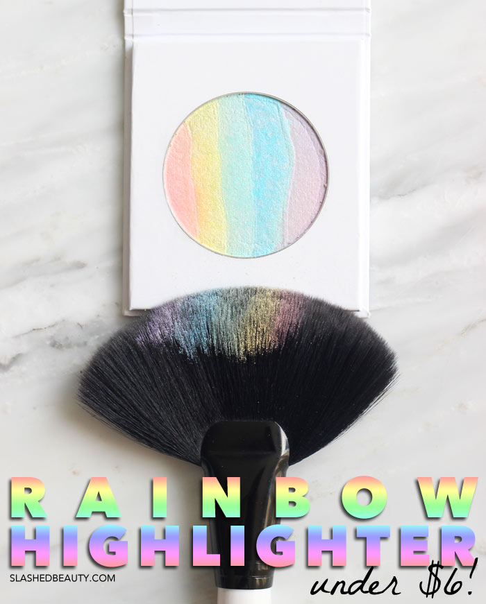 REVIEW & SWATCHES: Affordable rainbow highlighter from Bitzy at Sally Beauty. See what it looks like paired with every-day makeup! | Slashed Beauty