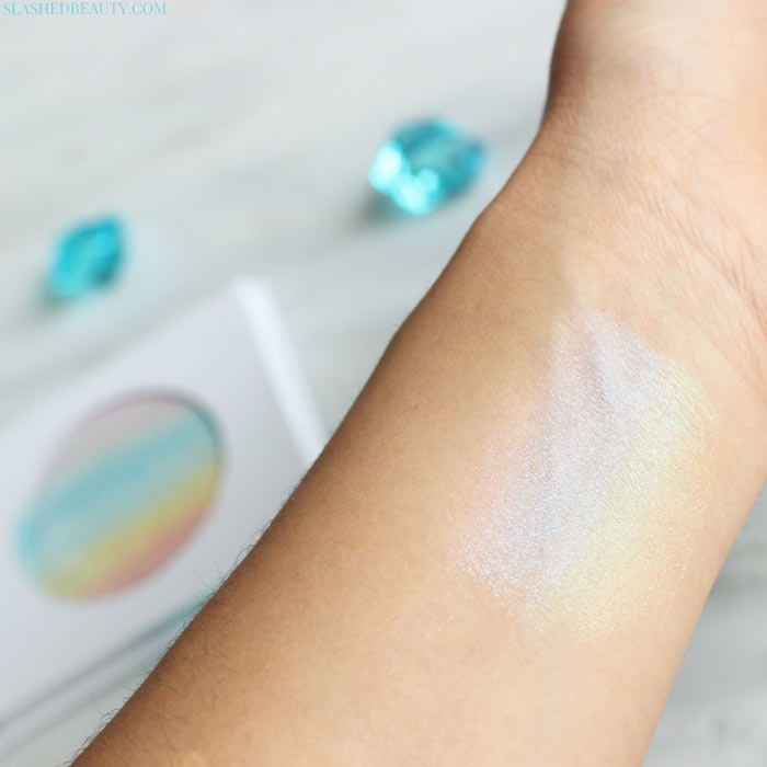 REVIEW & SWATCHES: Affordable rainbow highlighter from Bitzy at Sally Beauty. See what it looks like paired with every-day makeup! | Slashed Beauty