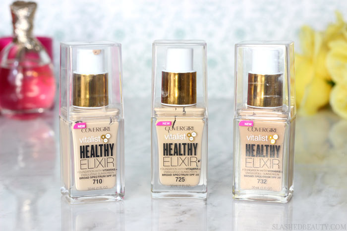 Get the scoop on the latest drugstore foundation causing buzz! Read the review of Covergirl Vitalist Healthy Elixir Foundations, and if it would work for your skin! | Slashed Beauty