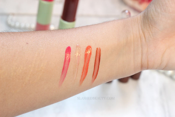 Pixi GelTint & Silk Gloss Swatches - These five lightweight lip products are great to pop on for your summer looks. Convenient and comfortable, which one is right for you? | Slashed Beauty