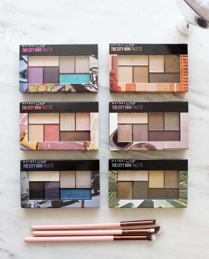Are the new Maybelline The City Mini Palettes must-haves? Check out swatches of all six palettes and hear which ones you should pick up or skip. | Slashed Beauty