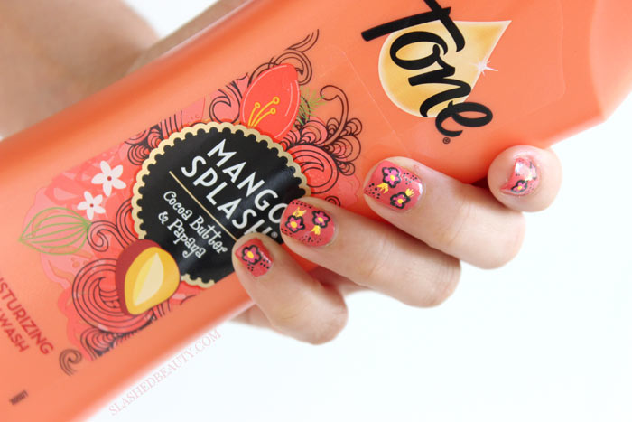 Check out how to recreate this easy funky floral nail art look, inspired by Tone Body Wash! | Slashed Beauty