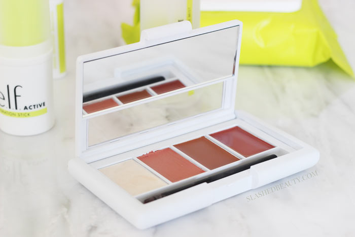 WORKOUT READY LIP & CHEEK PALETTE - Discover the new e.l.f. ACTIVE collection-- skin care and makeup for the gym and workouts that's lightweight and sweat resistant! | Slashed Beauty