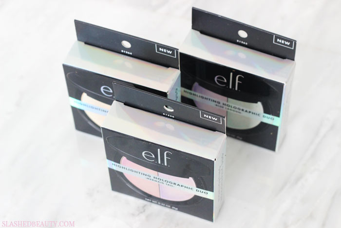 Take a closer look at the new e.l.f. Prismatic Highlighting Duos-- formerly the Highlighting Holographic Duos! Why did they change their name? Read more... | Slashed Beauty