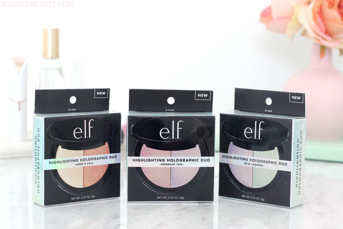 Take a closer look at the new e.l.f. Prismatic Highlighting Duos-- formerly the Highlighting Holographic Duos! Why did they change their name? Read more... | Slashed Beauty