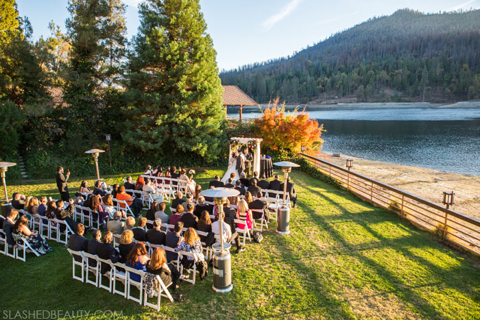 See more wedding photos from this red fall wedding at Bass Lake (The Pines Resort). | Slashed Beauty