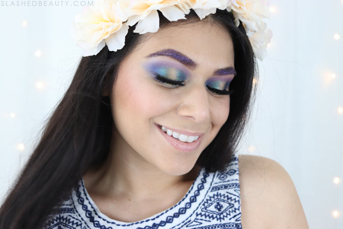2018 Music Festival Makeup Tutorial: I used all drugstore products for this colorful makeup look! Watch the tutorial. | Slashed Beauty