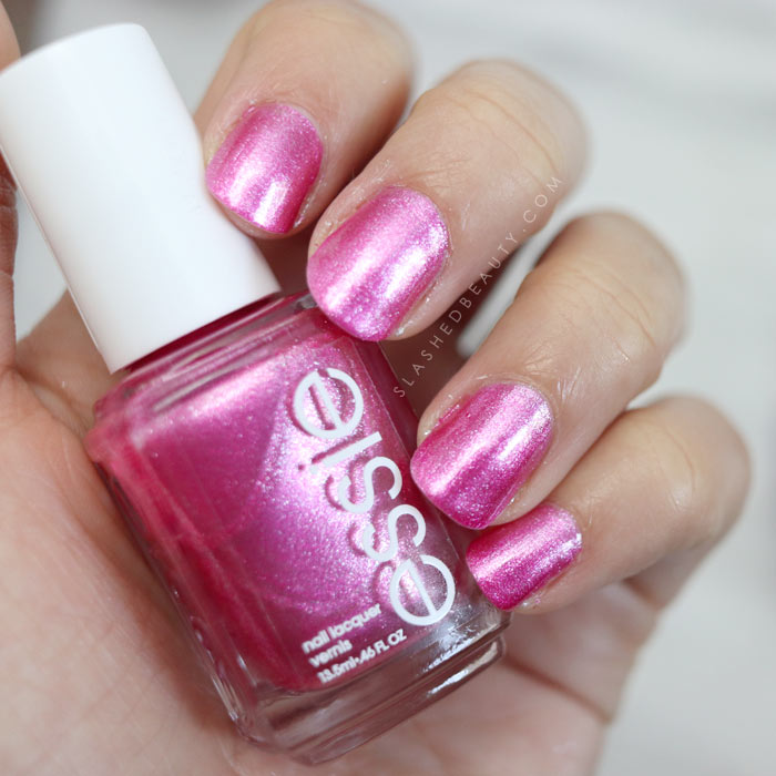 essie You Me & The Sea: Bright fuchsia shimmer polish. See swatches of the 2018 essie Seaglass Shimmers collection! | Slashed Beauty