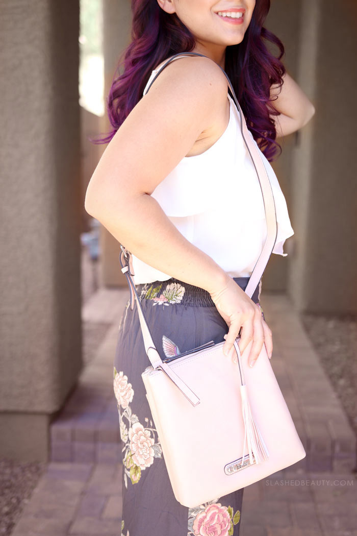 Summer Crossbody Purse: See what I picked up on my recent trip to Macy's Backstage to refresh my summer wardrobe. All these summer styles were $20 and under! Watch the summer clothing try on haul. | Slashed Beauty