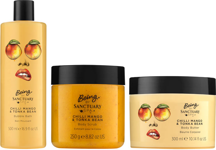 New Being by Sanctuary Chilli Mango & Tonka Bean collection. See what new drugstore and beauty launches have released in July 2018! | Slashed Beauty