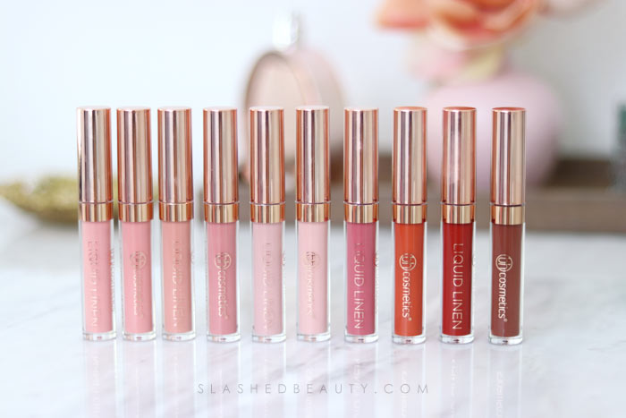 See this review & swatches of BH Cosmetics Liquid Linen Lipsticks compared to the website photos before you buy! | Slashed Beauty