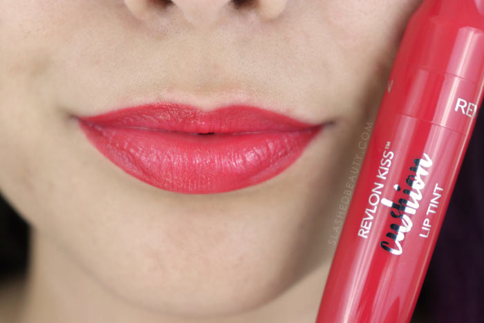 Revlon Kiss Cushion Lip Tints Review and Lip Swatches - Crimson Feels | Slashed Beauty