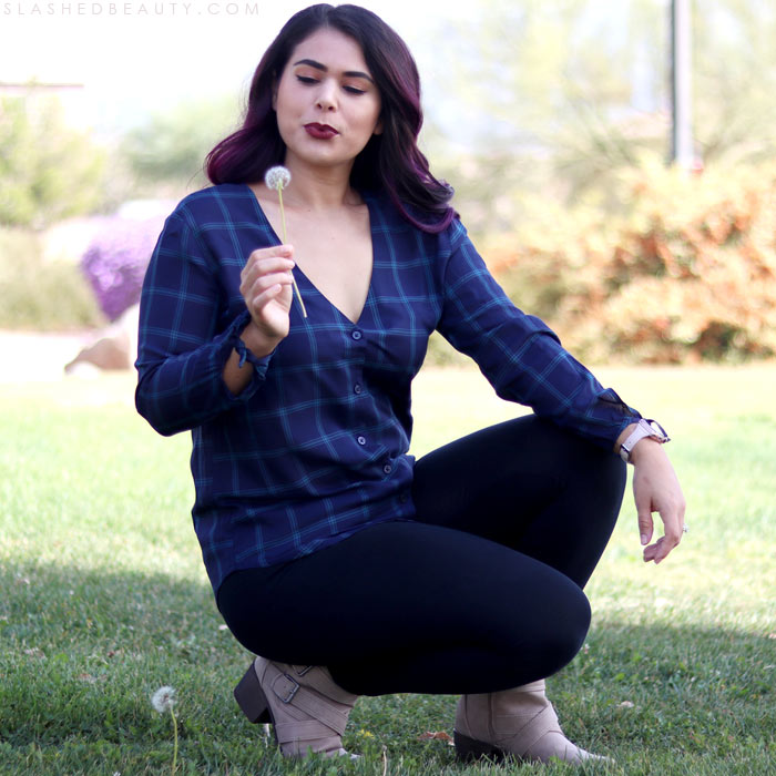 Fall Fashion Haul: Kroger dip Clothing Review | Slashed Beauty | V-Neck Flannel