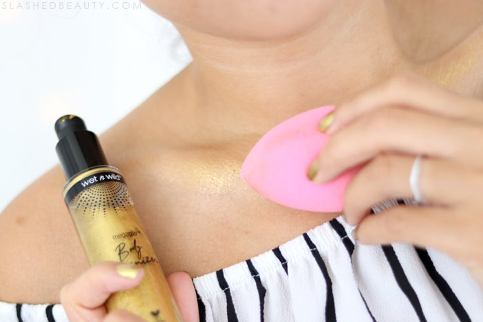 wet n wild MegaGlo Body Luminizer Review: Gold Rush Swatches | Slashed Beauty