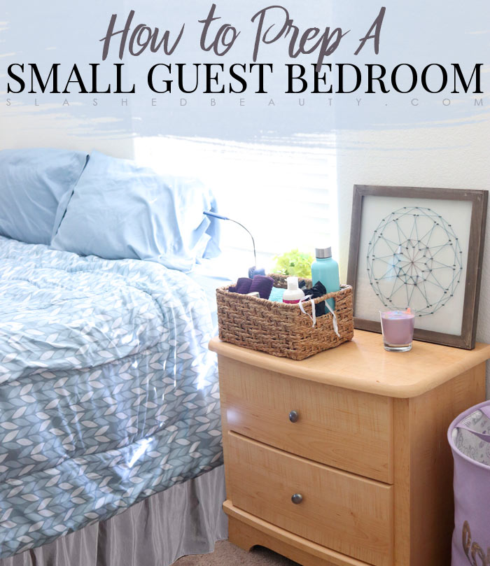 5 Ways to Prep A Small Guest Bedroom for the Holidays: Tips to make a small guest bedroom more inviting. | Slashed Beauty
