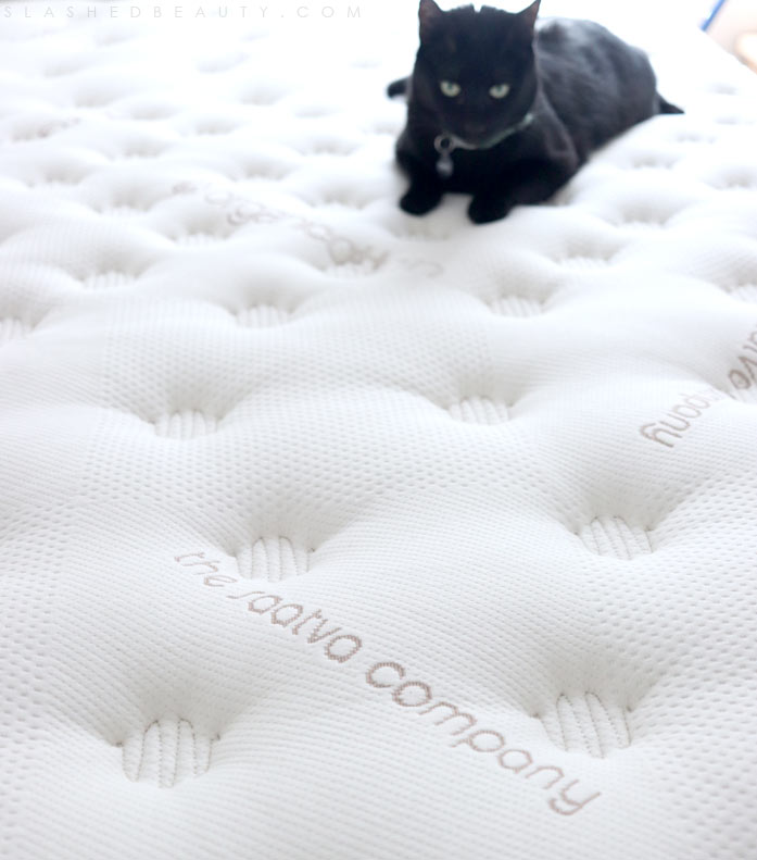 How to Prep a Small Guest Bedroom for the Holidays: Upgrade the mattress to a Saatva bed! | Slashed Beauty
