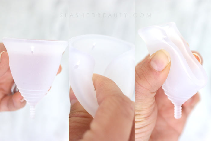 Menstrual Cup Punch Down Fold | Beginner’s Menstrual Cup FAQ: How to Use Menstrual Cups, Menstrual Cup Folds & Tips | Slashed Beauty