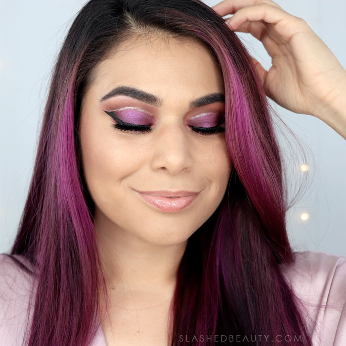 Purple Glitter Cut Crease Eyeshadow Tutorial for New Years | New Years Eve Makeup | Slashed Beauty