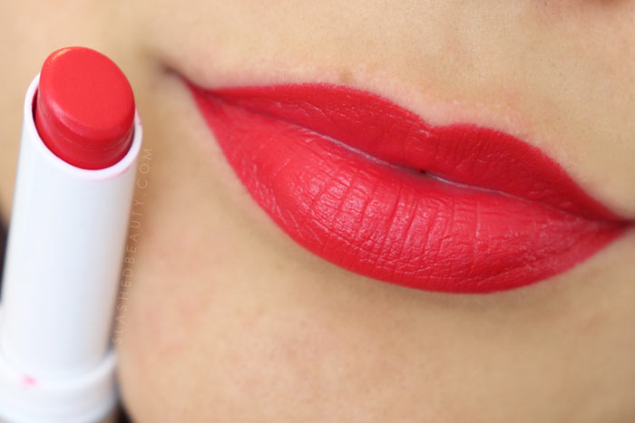 e.l.f. Beauty Shield Lipstick Red Siren Swatch | Slashed Beauty