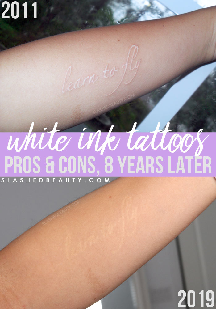 White tattoo before and after
