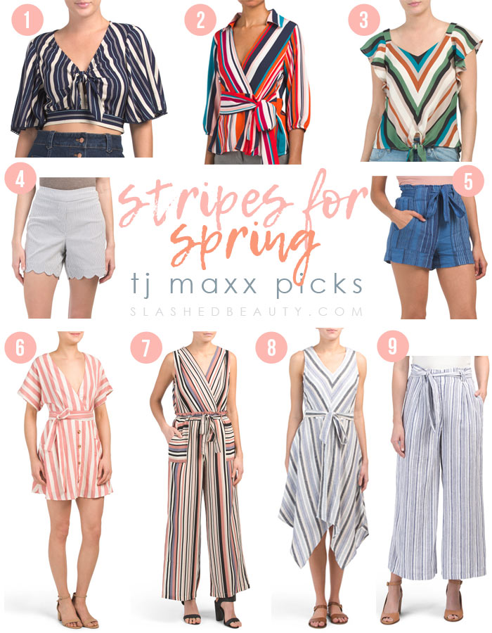 The biggest spring fashion trend right now is STRIPES! Spring Stripes Trend: 9 Picks from TJ Maxx | Slashed Beauty
