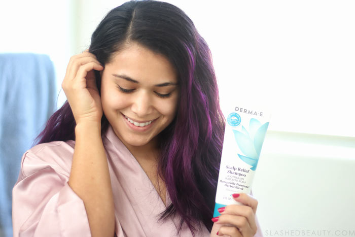 The Best Color Safe Dandruff Shampoo: Derma E Scalp Relief Shampoo Review | Sulfate free dandruff shampoo | Slashed Beauty