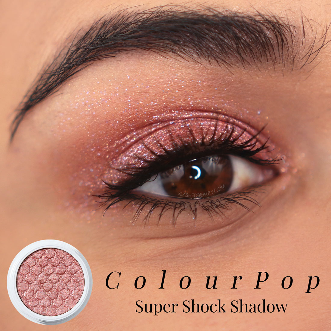 Close up of eye wearing ColourPop Super Shock Shadow in Set To Stun | The Best Eyeshadows for One and Done Looks | Slashed Beauty