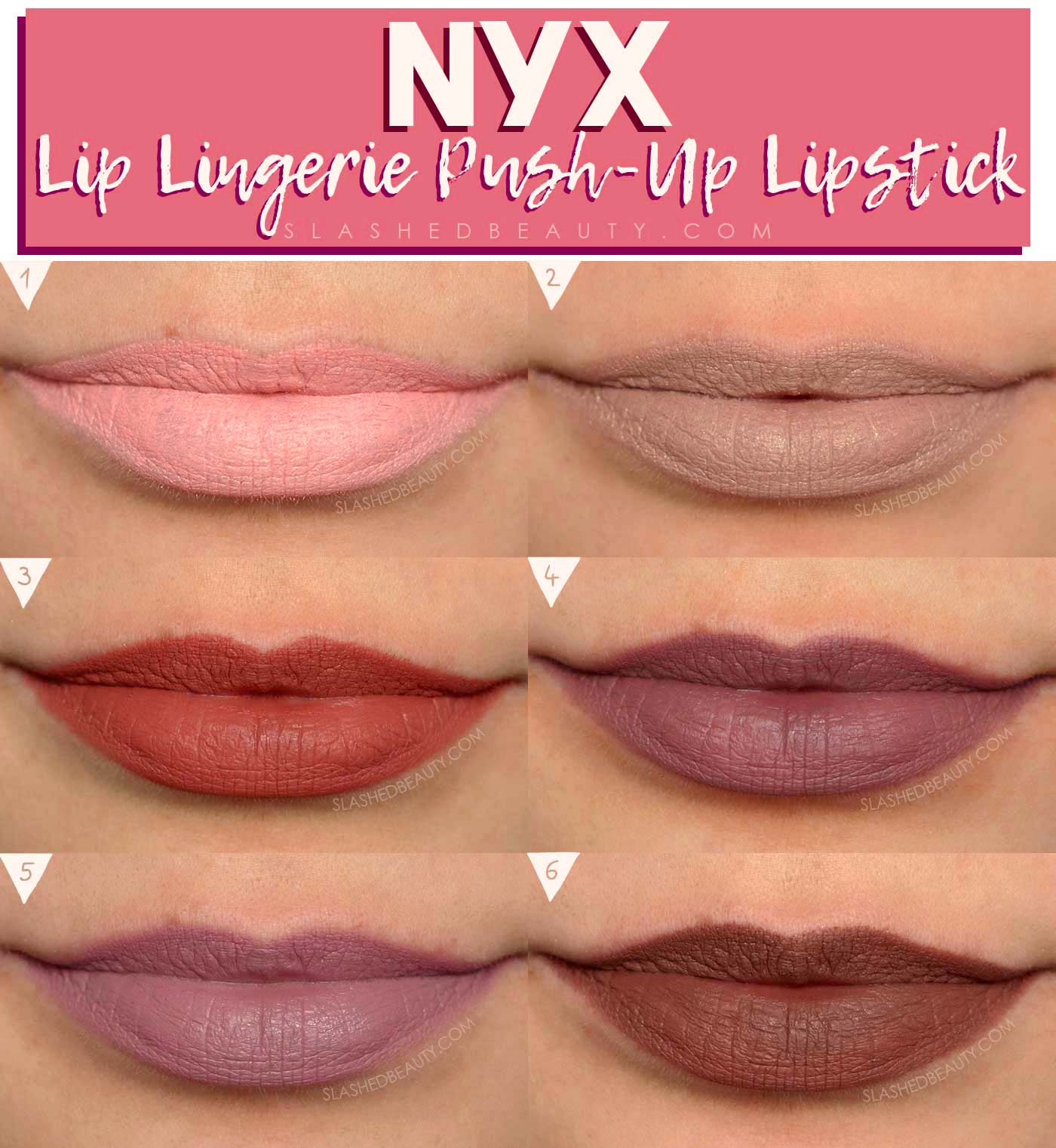 NYX Lingerie Push-Up Long-Lasting Lipsticks Review & Swatches | Drugstore Lip Crayon for Fall | Lip Swatches | Slashed Beauty